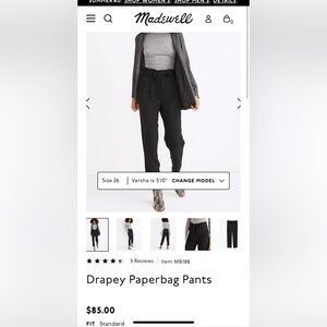 madewell drapey paperbag black pants (6)